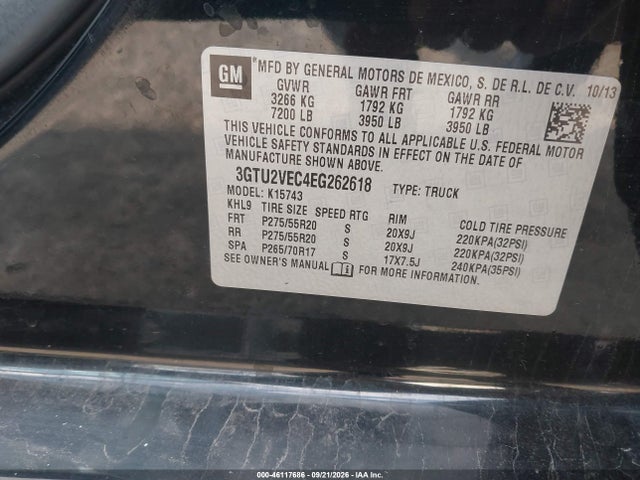 GMC Sierra 1500 Slt 2014 3GTU2VEC4EG262618 Image 9