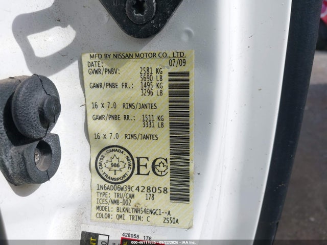Aukcja sprzedaży 2009 Nissan Frontier Le, vin: 1N6AD06W39C428058, numer aukcji: 46117685
