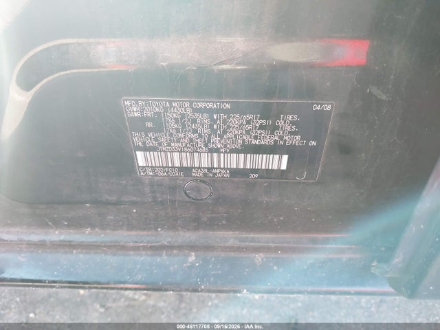 2008 Toyota Rav4 მანქანა იყიდება აუქციონზე, vin: JTMZD33V186074685, აუქციონის ნომერი: 46117708