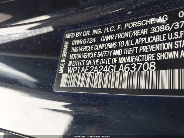 Aukcja sprzedaży 2016 Porsche Cayenne E-hybrid S, vin: WP1AE2A24GLA63708, numer aukcji: 46117711