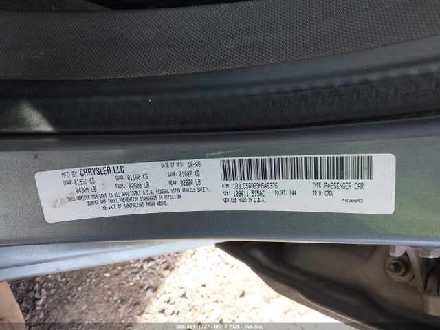 46117727 :رقم المزاد ، 1B3LC56B69N546376 vin ، 2009 Dodge Avenger Sxt مزاد بيع