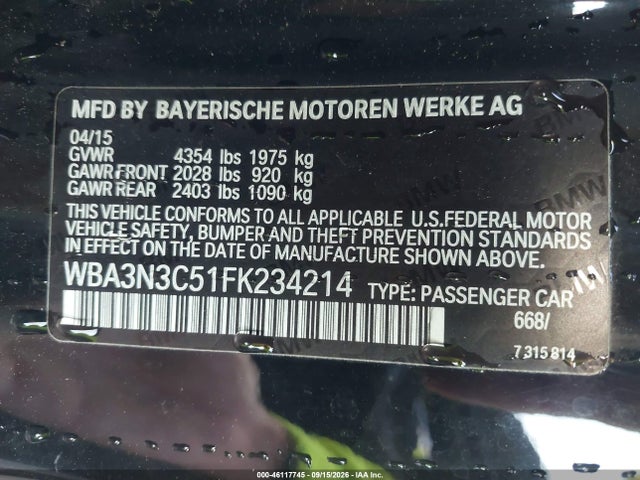 Продажа на аукционе авто 2015 Bmw 428i, vin: WBA3N3C51FK234214, номер лота: 46117745