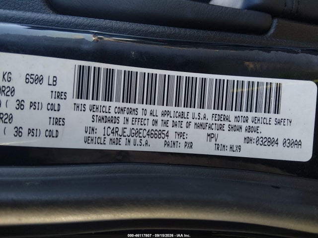 Продажа на аукционе авто 2014 Jeep Grand Cherokee Summit, vin: 1C4RJEJG0EC466854, номер лота: 46117807
