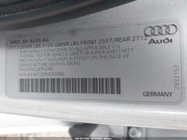 Aukcja sprzedaży 2013 Audi A6 2.0t Premium, vin: WAUGFAFC2DN030580, numer aukcji: 46117826