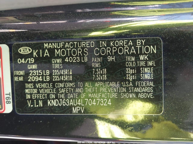 2020 Kia Soul Gt-line მანქანა იყიდება აუქციონზე, vin: KNDJ63AU4L7047324, აუქციონის ნომერი: 46117836