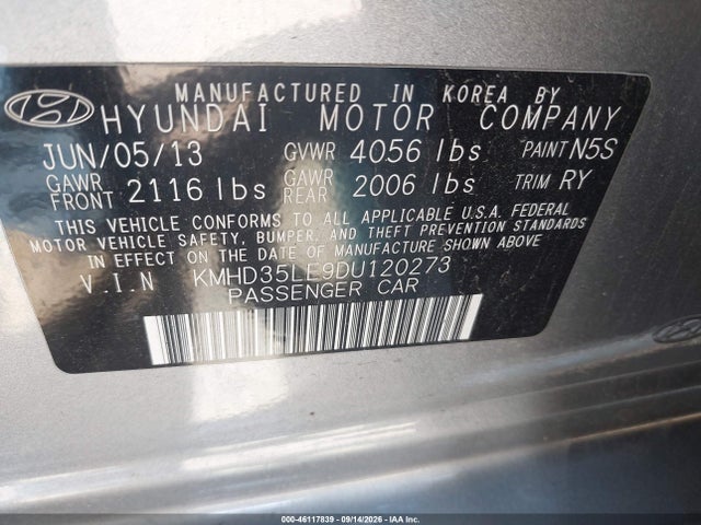 Продажа на аукционе авто 2013 Hyundai Elantra Gt, vin: KMHD35LE9DU120273, номер лота: 46117839