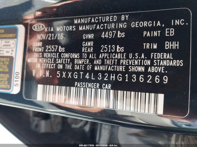 5XXGT4L32HG136269 KIA Optima Lx