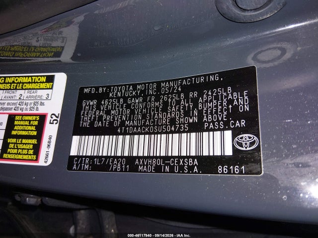 4T1DAACK0SU504735 Toyota CAMRY SE
