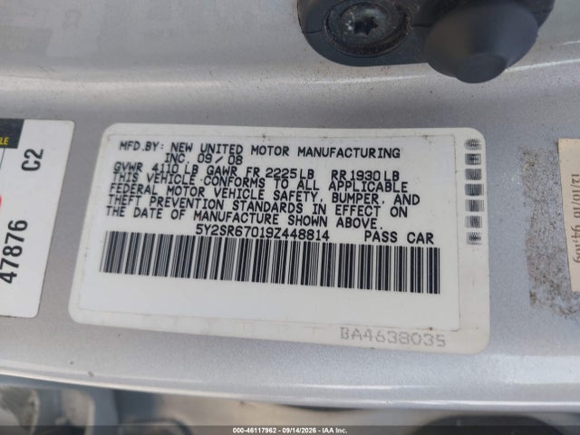 46117962 :رقم المزاد ، 5Y2SR67019Z448814 vin ، 2009 Pontiac Vibe Gt مزاد بيع