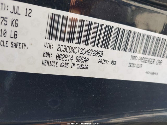 2012 Dodge Charger R/t მანქანა იყიდება აუქციონზე, vin: 2C3CDXCT3CH272059, აუქციონის ნომერი: 46117984