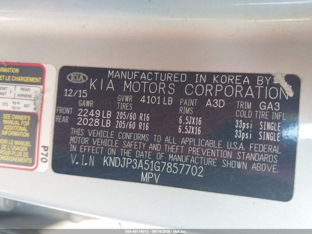 Aukcja sprzedaży 2016 Kia Soul +, vin: KNDJP3A51G7857702, numer aukcji: 46118012