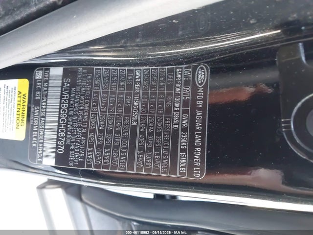 Продаж на аукціоні авто 2016 Land Rover Range Rover Evoque Hse, vin: SALVR2BG9GH087970, номер лоту: 46118052
