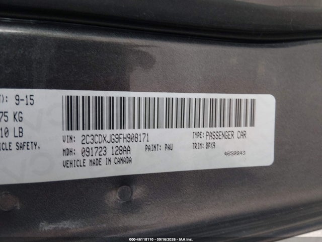 Продаж на аукціоні авто 2015 Dodge Charger Sxt, vin: 2C3CDXJG9FH908171, номер лоту: 46118110