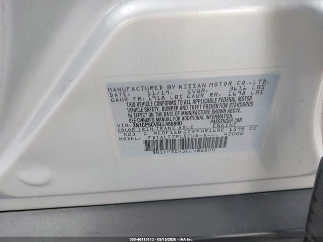 3N1CP5CV5LL486800 Nissan Kicks Sv Xtronic Cvt