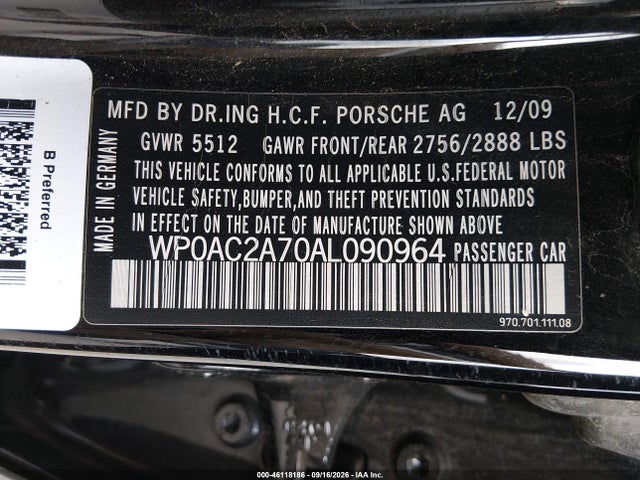 Продаж на аукціоні авто 2010 Porsche Panamera Turbo, vin: WP0AC2A70AL090964, номер лоту: 46118186