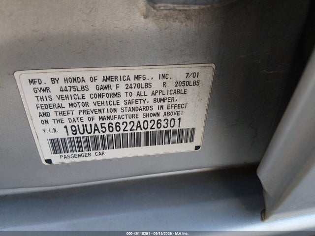 Aukcja sprzedaży 2002 Acura Tl 3.2, vin: 19UUA56622A026301, numer aukcji: 46118251