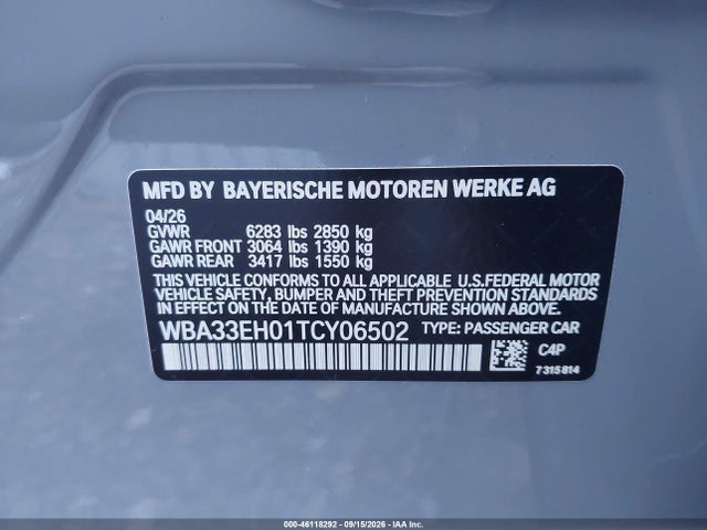 Продаж на аукціоні авто 2026 Bmw 740i Xdrive, vin: WBA33EH01TCY06502, номер лоту: 46118292