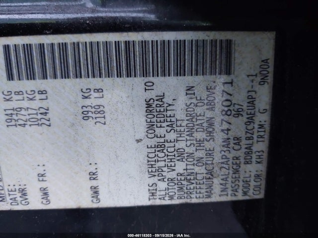 46118303 :رقم المزاد ، 1N4AL2AP3AN478071 vin ، 2010 Nissan Altima 2.5 S مزاد بيع