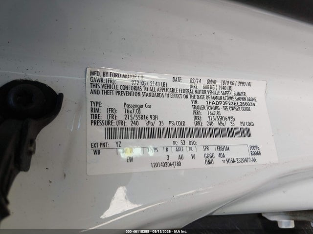Aukcja sprzedaży 2014 Ford Focus Se, vin: 1FADP3F23EL266034, numer aukcji: 46118358