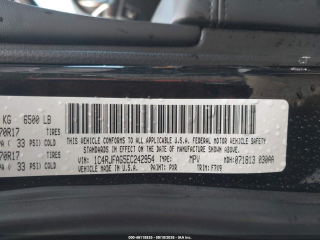 46118535 :رقم المزاد ، 1C4RJFAG5EC242954 vin ، 2014 Jeep Grand Cherokee Laredo مزاد بيع