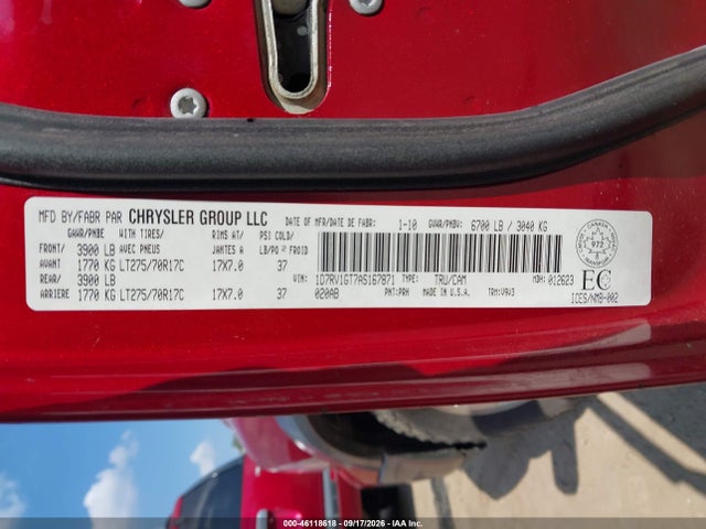 46118618 :رقم المزاد ، 1D7RV1GT7AS167871 vin ، 2010 Dodge Ram 1500 Trx مزاد بيع