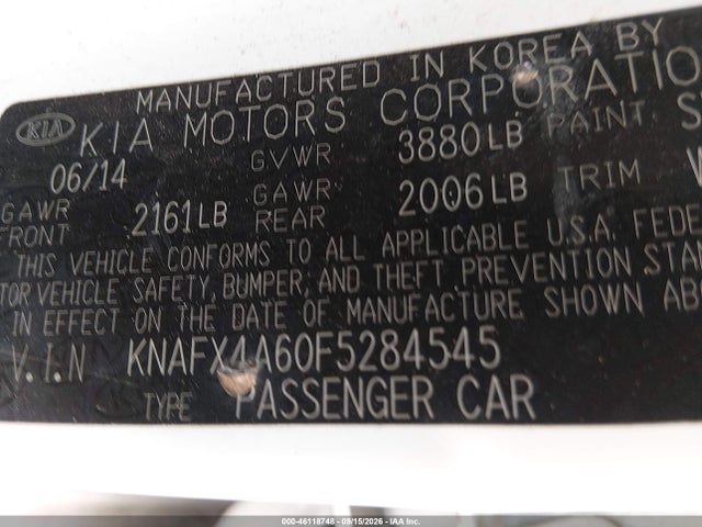 KIA FORTE LX 2015 KNAFX4A60F5284545 Image 9