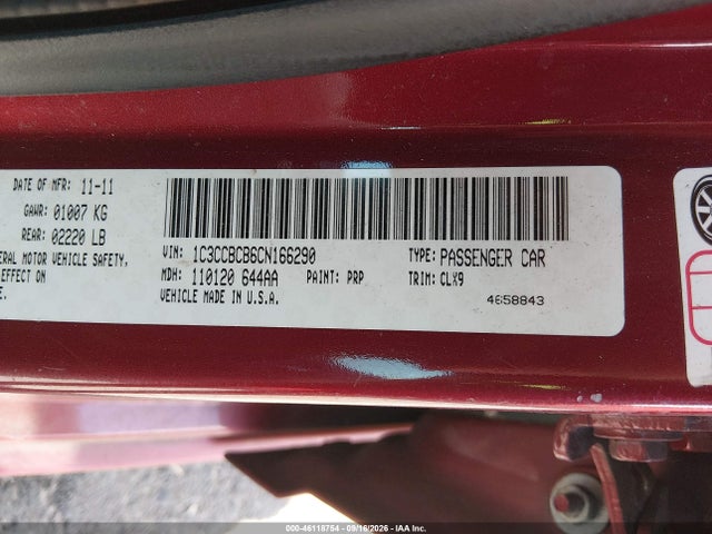 Aukcja sprzedaży 2012 Chrysler 200 Limited, vin: 1C3CCBCB6CN166290, numer aukcji: 46118754