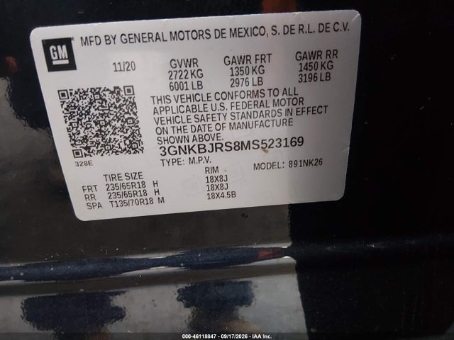 Aukcja sprzedaży 2021 Chevrolet Blazer Awd 3lt, vin: 3GNKBJRS8MS523169, numer aukcji: 46118847