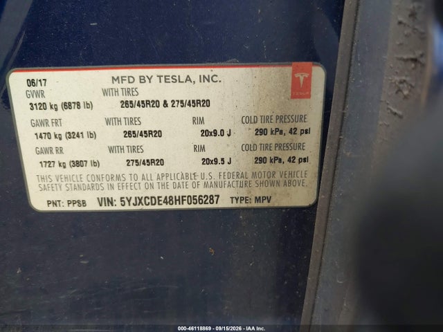 Aukcja sprzedaży 2017 Tesla Model X P100d, vin: 5YJXCDE48HF056287, numer aukcji: 46118869