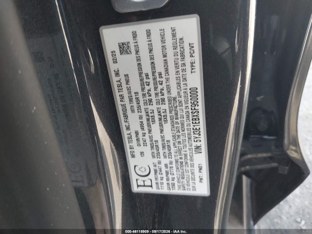 Продажа на аукционе авто 2025 Tesla Model 3 Long Range All-wheel Drive, vin: 5YJ3E1EBXSF950000, номер лота: 46118909