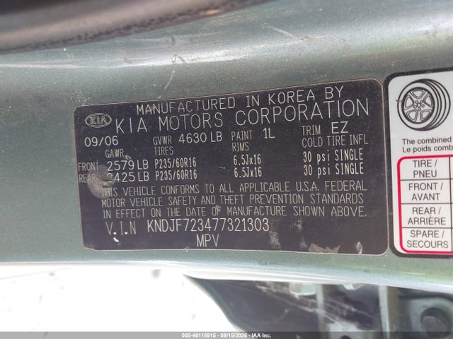 Продаж на аукціоні авто 2007 Kia Sportage Lx V6, vin: KNDJF723477321303, номер лоту: 46118915