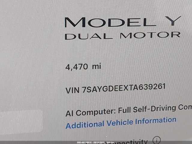 Aukcja sprzedaży 2026 Tesla Model Y All-wheel Drive/long Range Launch Series/premium All-wheel Drive, vin: 7SAYGDEEXTA639261, numer aukcji: 46118918