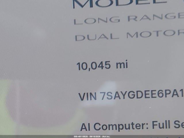 46118926 :رقم المزاد ، 7SAYGDEE6PA163113 vin ، 2023 Tesla Model Y Awd/long Range Dual Motor All-wheel Drive مزاد بيع