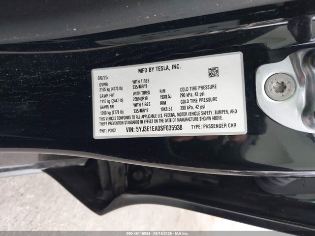 5YJ3E1EA0SF035938 Tesla Model 3 Long Range Rear-wheel Drive/standard Rear-wheel Drive
