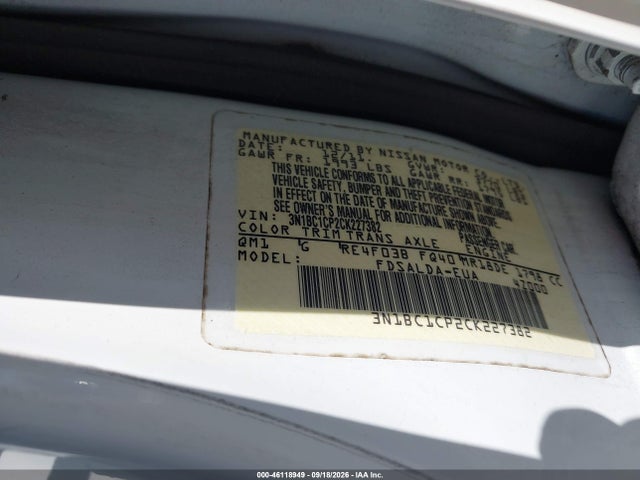 46118949 :رقم المزاد ، 3N1BC1CP2CK227382 vin ، 2012 Nissan Versa 1.8 S مزاد بيع