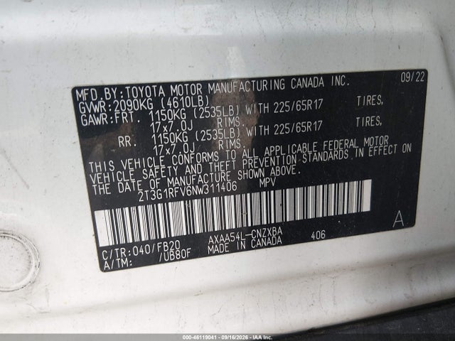 Toyota RAV4 LE 2022 2T3G1RFV6NW311406 Image 8