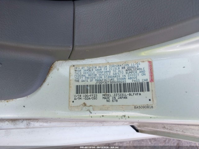 Aukcja sprzedaży 2002 Toyota Celica Gts, vin: JTDDY32T320055693, numer aukcji: 46119184