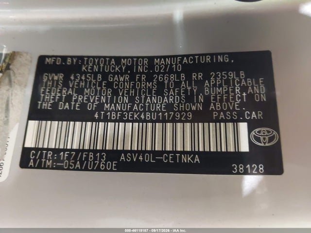 Aukcja sprzedaży 2011 Toyota Camry Le, vin: 4T1BF3EK4BU117929, numer aukcji: 46119187