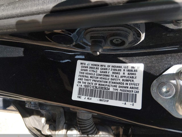 Продаж на аукціоні авто 2018 Honda Civic Ex-t, vin: 19XFC1E36JE003634, номер лоту: 46119286