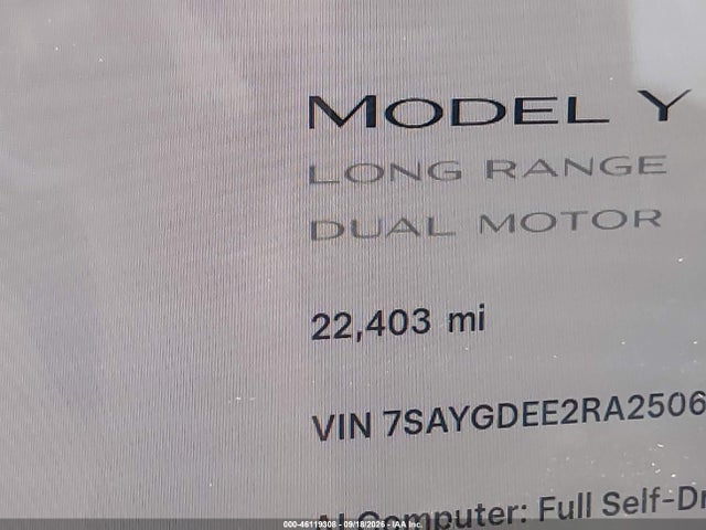 Продаж на аукціоні авто 2024 Tesla Model Y Long Range Dual Motor All-wheel Drive, vin: 7SAYGDEE2RA250607, номер лоту: 46119308