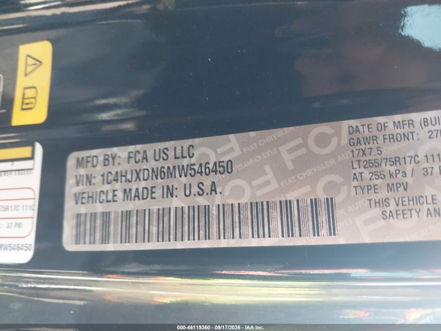 Продажа на аукционе авто 2021 Jeep Wrangler Unlimited Willys 4x4, vin: 1C4HJXDN6MW546450, номер лота: 46119360
