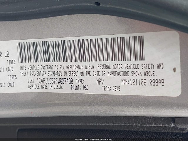Продаж на аукціоні авто 2015 Jeep Cherokee Latitude, vin: 1C4PJLCB7FW627438, номер лоту: 46119397