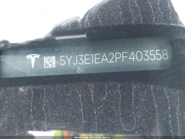 46119446 :رقم المزاد ، 5YJ3E1EA2PF403558 vin ، 2023 Tesla Model 3 Rear-wheel Drive مزاد بيع