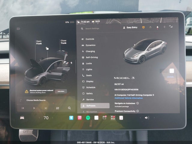 46119446 :رقم المزاد ، 5YJ3E1EA2PF403558 vin ، 2023 Tesla Model 3 Rear-wheel Drive مزاد بيع