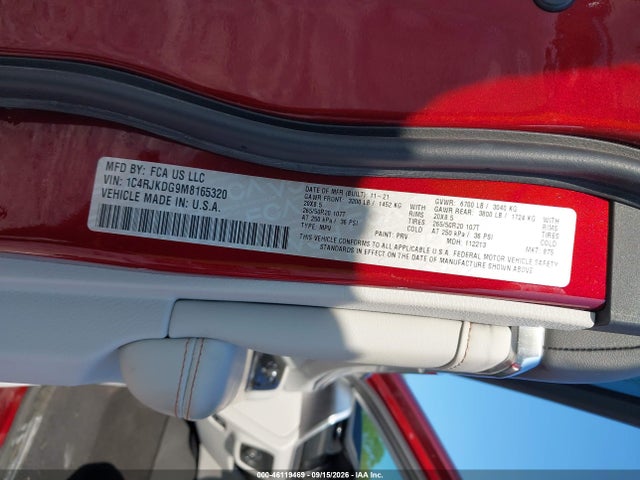 Aukcja sprzedaży 2021 Jeep Grand Cherokee L Overland 4x4, vin: 1C4RJKDG9M8165320, numer aukcji: 46119469