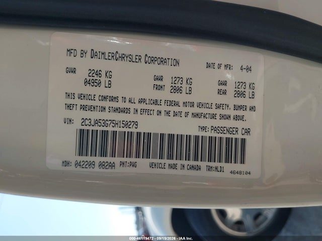 Продаж на аукціоні авто 2005 Chrysler 300 Touring, vin: 2C3JA53G75H150279, номер лоту: 46119472