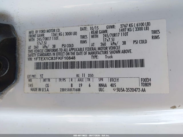 1FTEX1C83FKF10848 Ford F-150 Xl