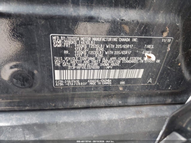 Aukcja sprzedaży 2020 Toyota Rav4 Xle, vin: 2T3P1RFVXLC076099, numer aukcji: 46119744