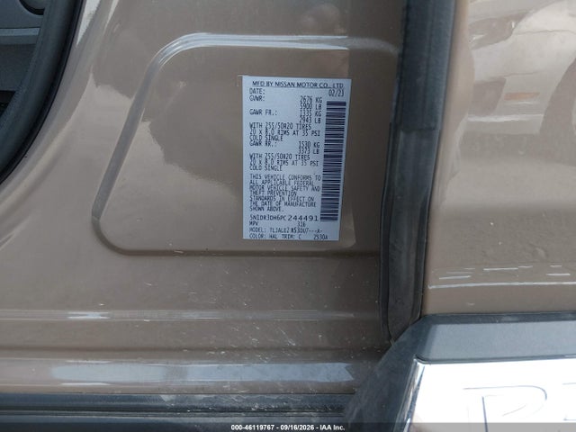 46119767 :رقم المزاد ، 5N1DR3DH6PC244491 vin ، 2023 Nissan Pathfinder Platinum Fwd مزاد بيع