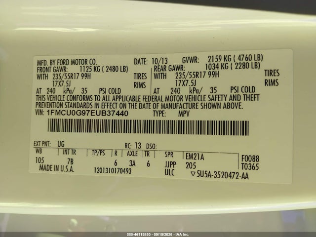 Ford ESCAPE SE 2014 1FMCU0G97EUB37440 Image 9